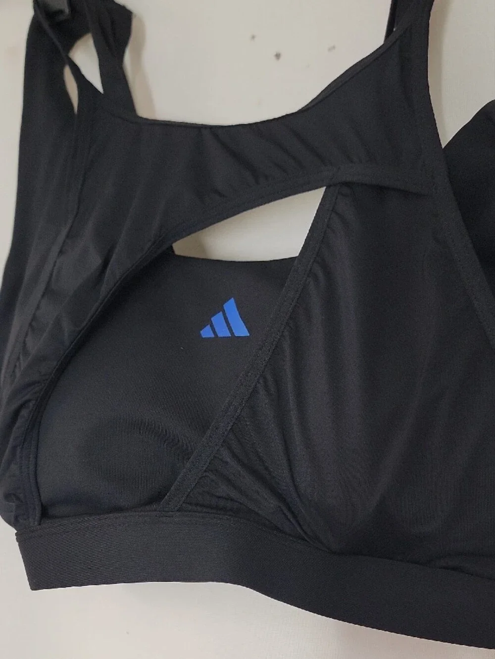 adidas Black Sports Bra with Blue Logo - Medium Support